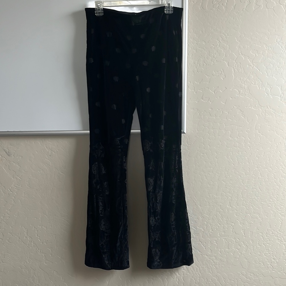 Free people black velour flared pants